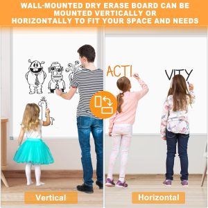 H-Qprobd Dry Erase Board for Wall 72″x40″ Aluminum Presentation Magnetic Whiteboard with Long Pen Tray, Wall-Mounted White Board for School, Office and Home